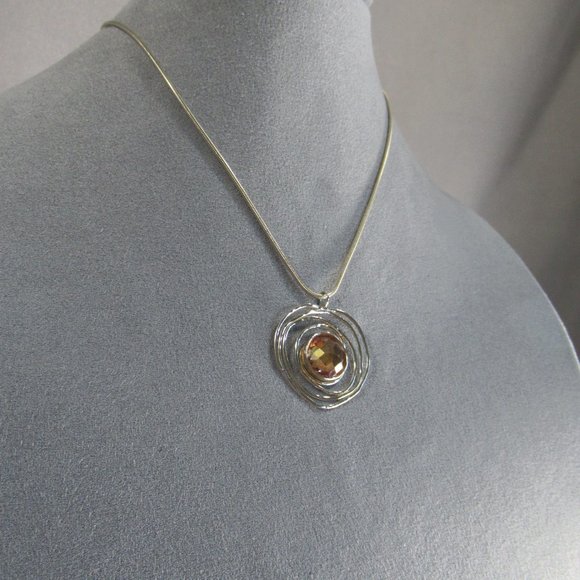 Orbital Citrine Pendant Necklace, Sterling Silver - Picture 6 of 9